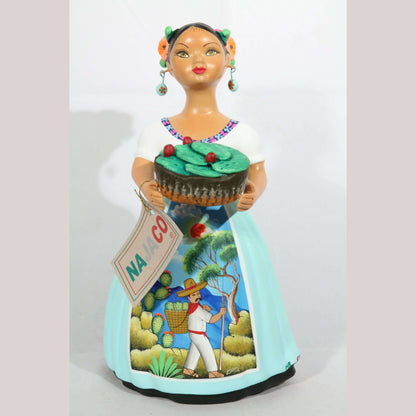 Najaco Lupita Nopales Cactus Ceramic Doll Mexican Pastel