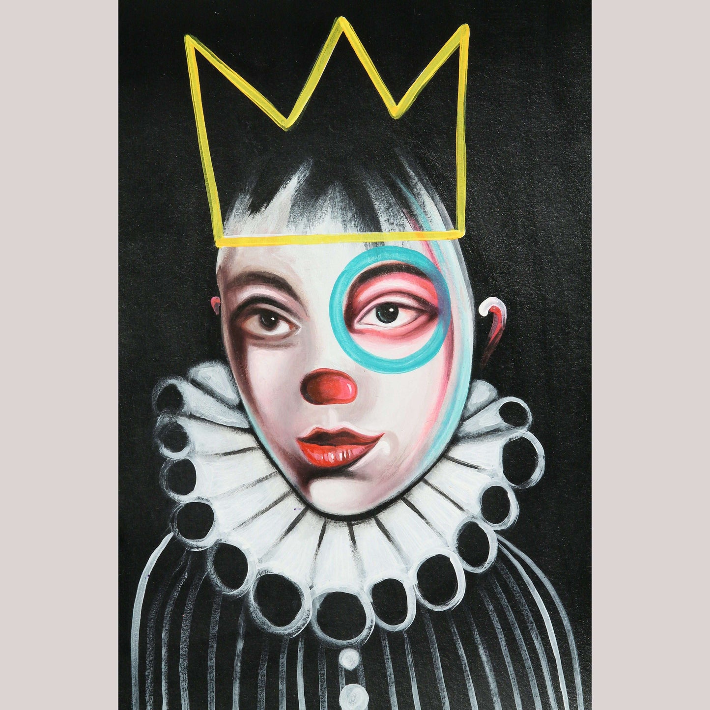 Mexican Mixed/Acrylic Fine Art Painting Signed Hermes Diaz Collectible Boy King