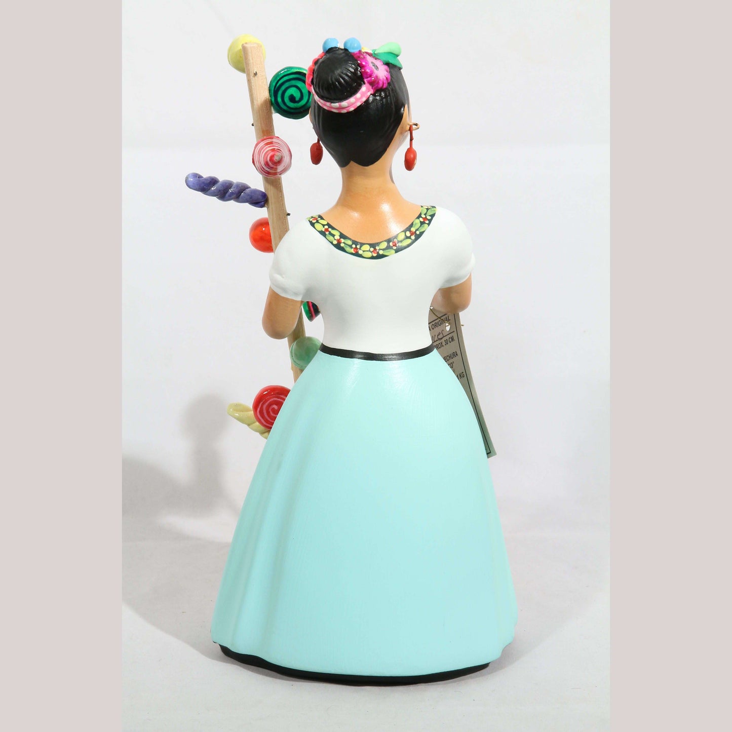Najaco Lupita Doll Hard Candy Seller Ceramic/Pottery Mexican Folk Art Sky Blue