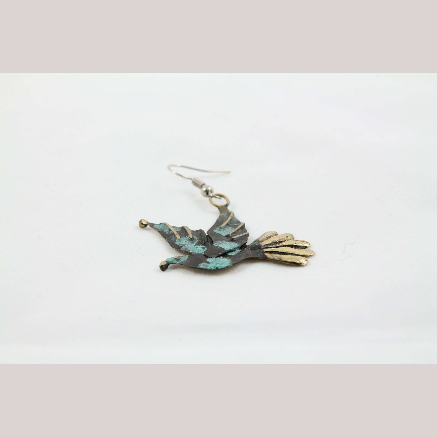 Authentic Hand Crafted Earrings Jewelry Mexican Folk Wearable Art Bronze Doves