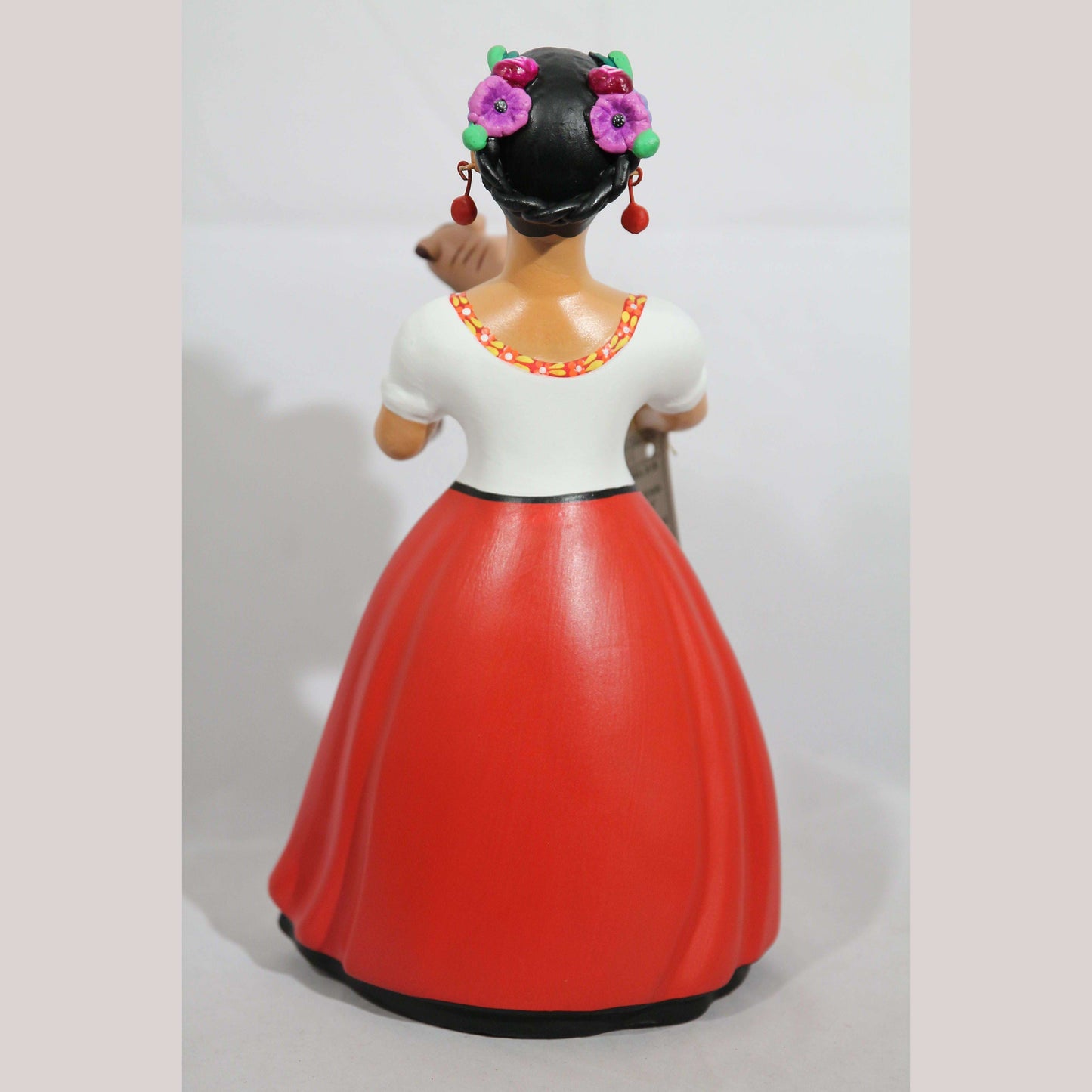 Lupita Najaco Ceramic Figurine/Doll Piglet Basket Mexican Folk Art Red