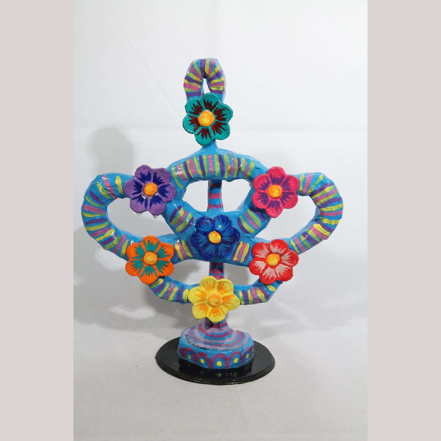 Paper Mache Tree of Life Mexican Folk Art Colorful Collectible Rustic
