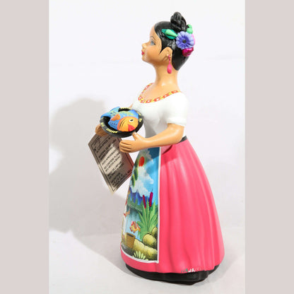 Lupita NAJACO Ceramic Doll/Figurine Mexican Folk Art Platter Fish Décor Fuchsia