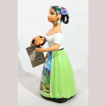 Lupita NAJACO Ceramic Doll Plate w Fish Mexican Lime Green #2