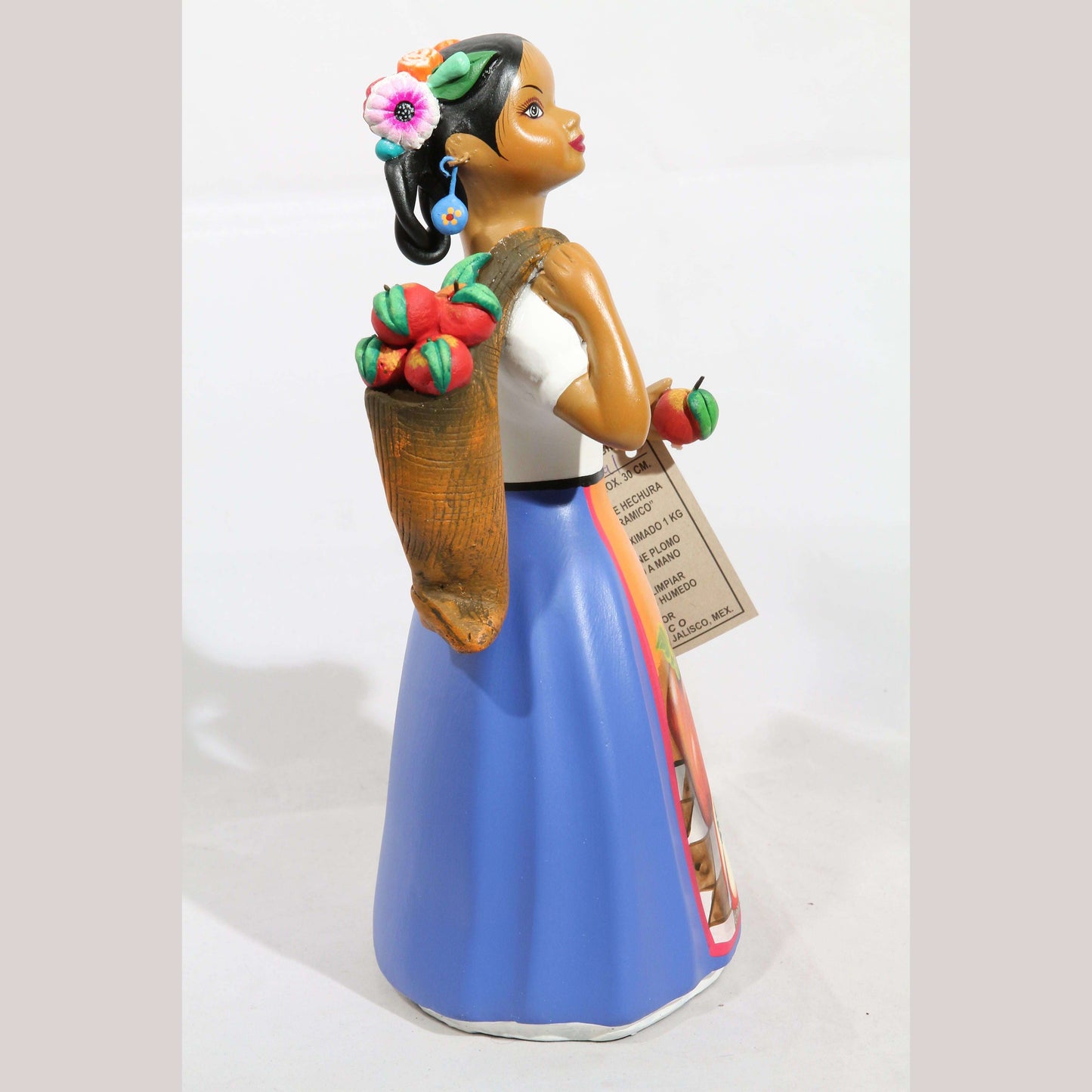 Lupita Najaco Ceramic Doll Apples in Bag Mexican Pottery New Blue