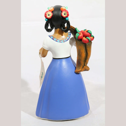 Lupita Najaco Ceramic Doll Apples in Bag Mexican Pottery New Blue