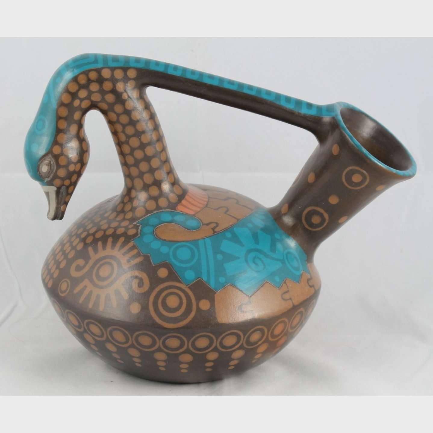 Ceramic Swan, Large, Mexican Folk Art Hand Painted/Formed