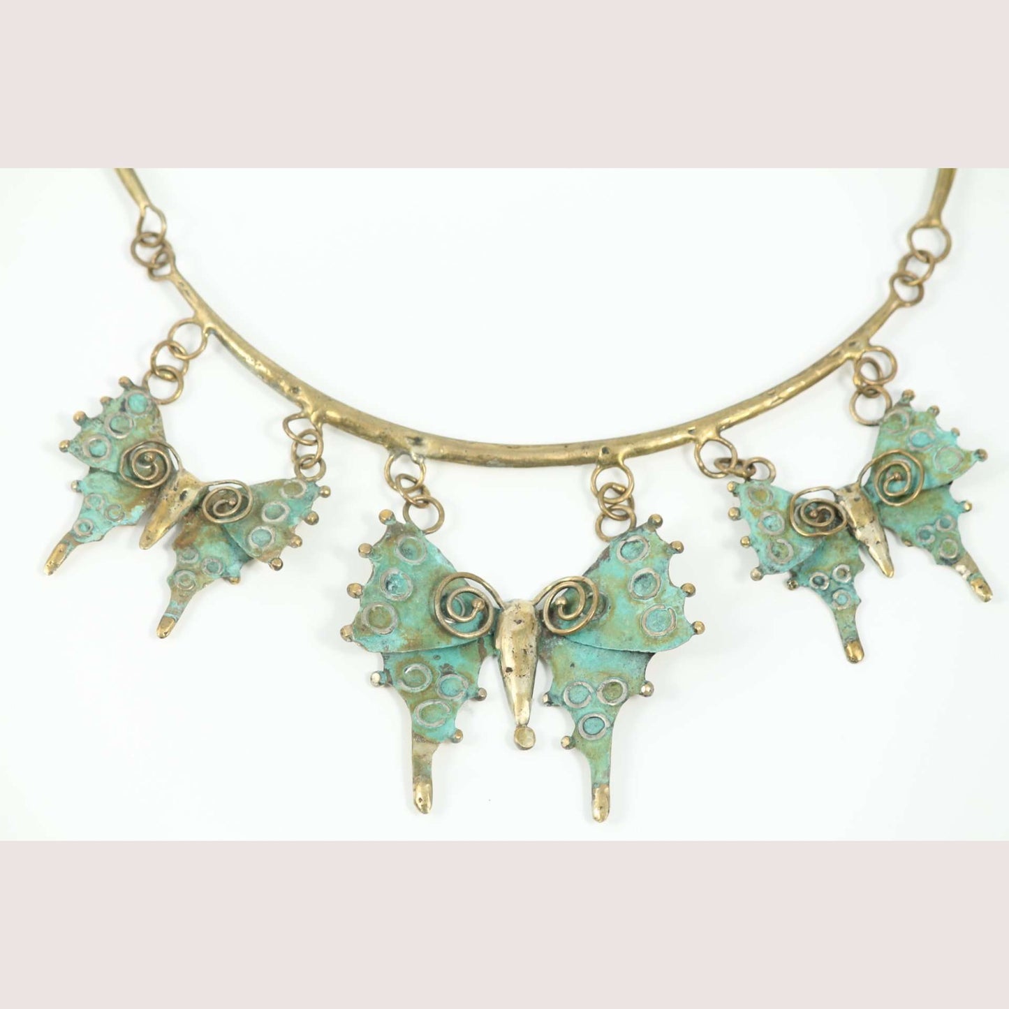 "Butterflies" Bronze Necklace Mexican Art Custom Jewelry Hand Crafted