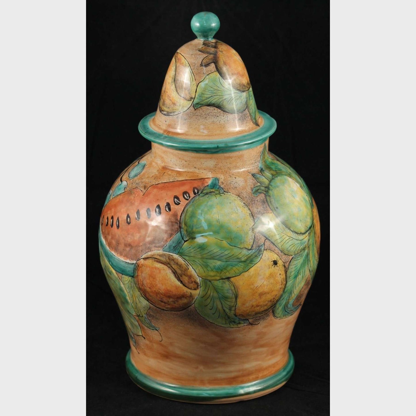 Mexican Ceramic/Pottery Jar/Container w Lid, Talavera, Hand Painted Fruit