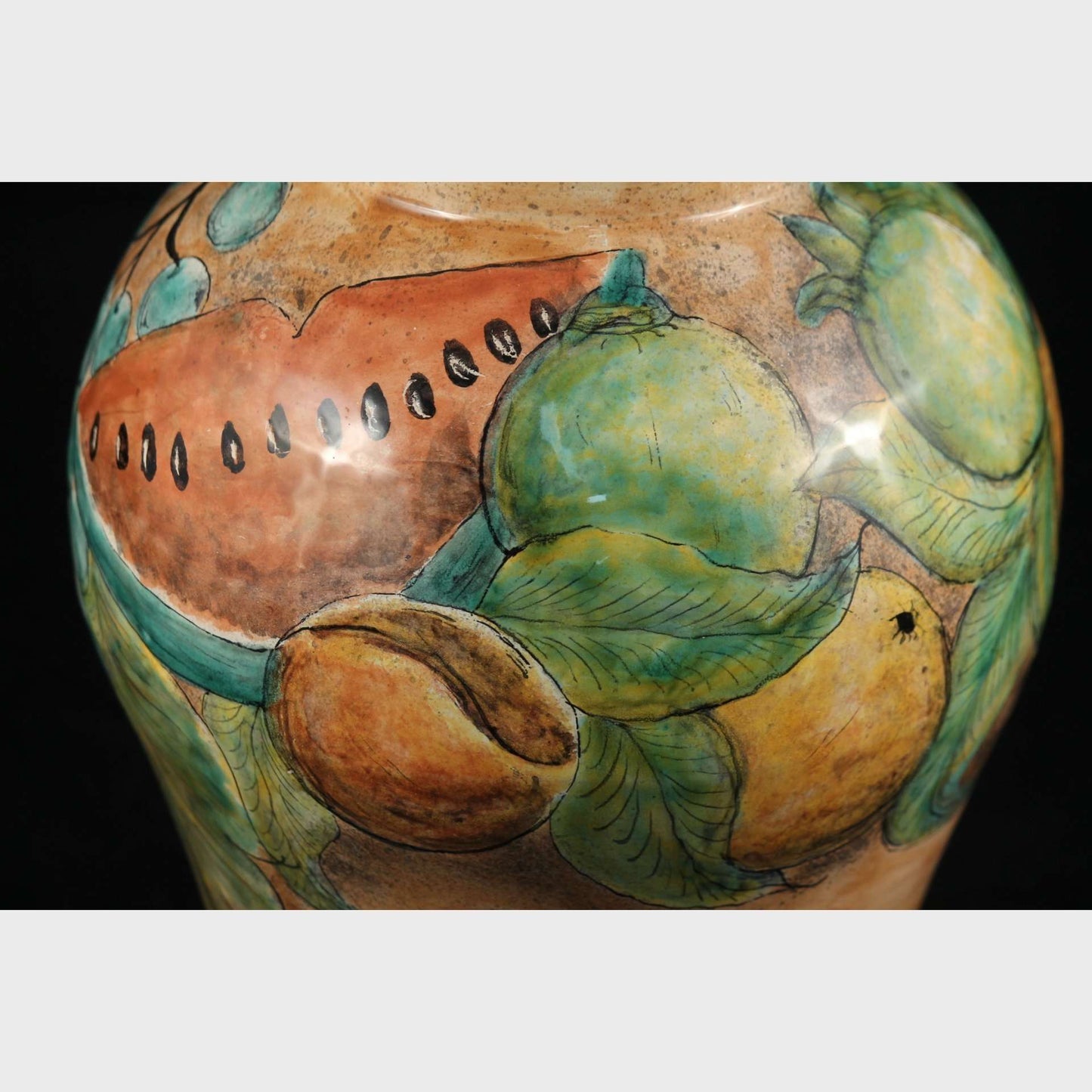 Mexican Ceramic/Pottery Jar/Container w Lid, Talavera, Hand Painted Fruit