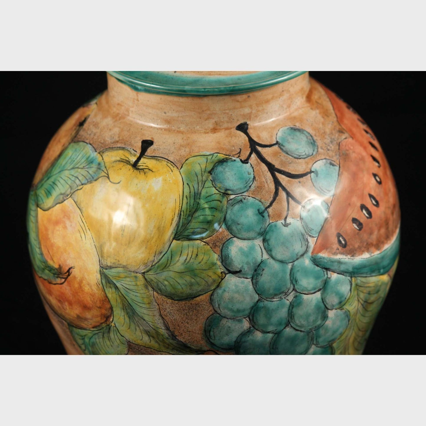 Mexican Ceramic/Pottery Jar/Container w Lid, Talavera, Hand Painted Fruit