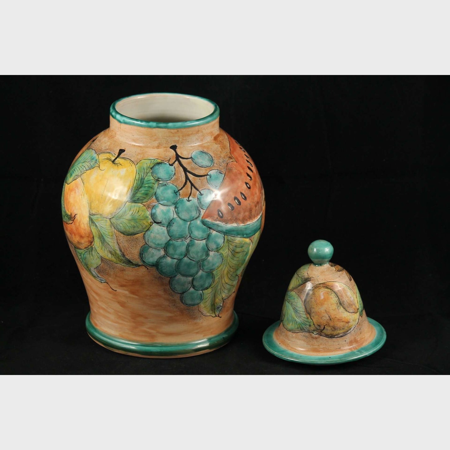 Mexican Ceramic/Pottery Jar/Container w Lid, Talavera, Hand Painted Fruit