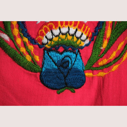 New Authentic Mexican Cotton Blouse/Top Ethnic Embroider Oaxaca Boho/Hippie Fuchsia