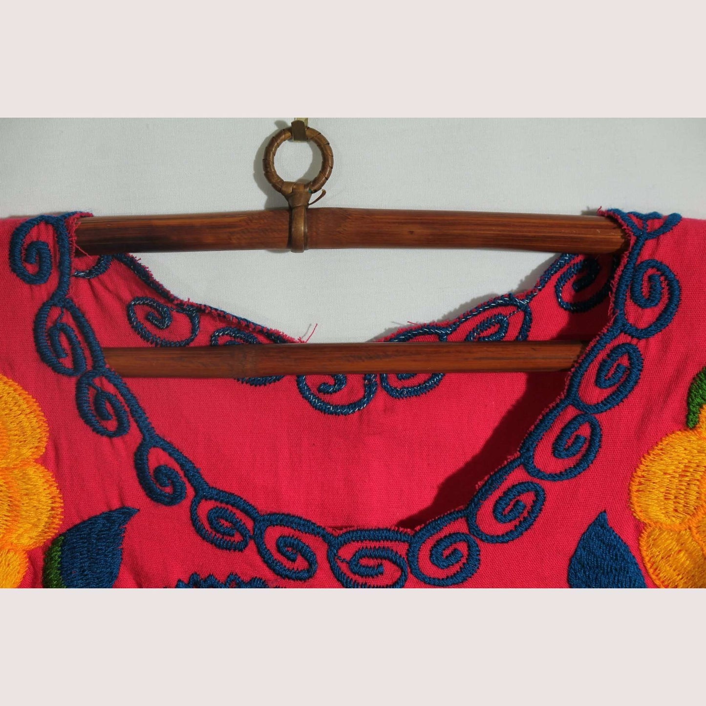 New Authentic Mexican Cotton Blouse/Top Ethnic Embroider Oaxaca Boho/Hippie Fuchsia