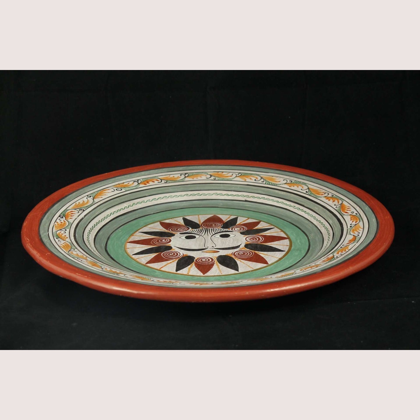 Vintage Sun Large Mexican Ceramic Hanging Plate Folk Art